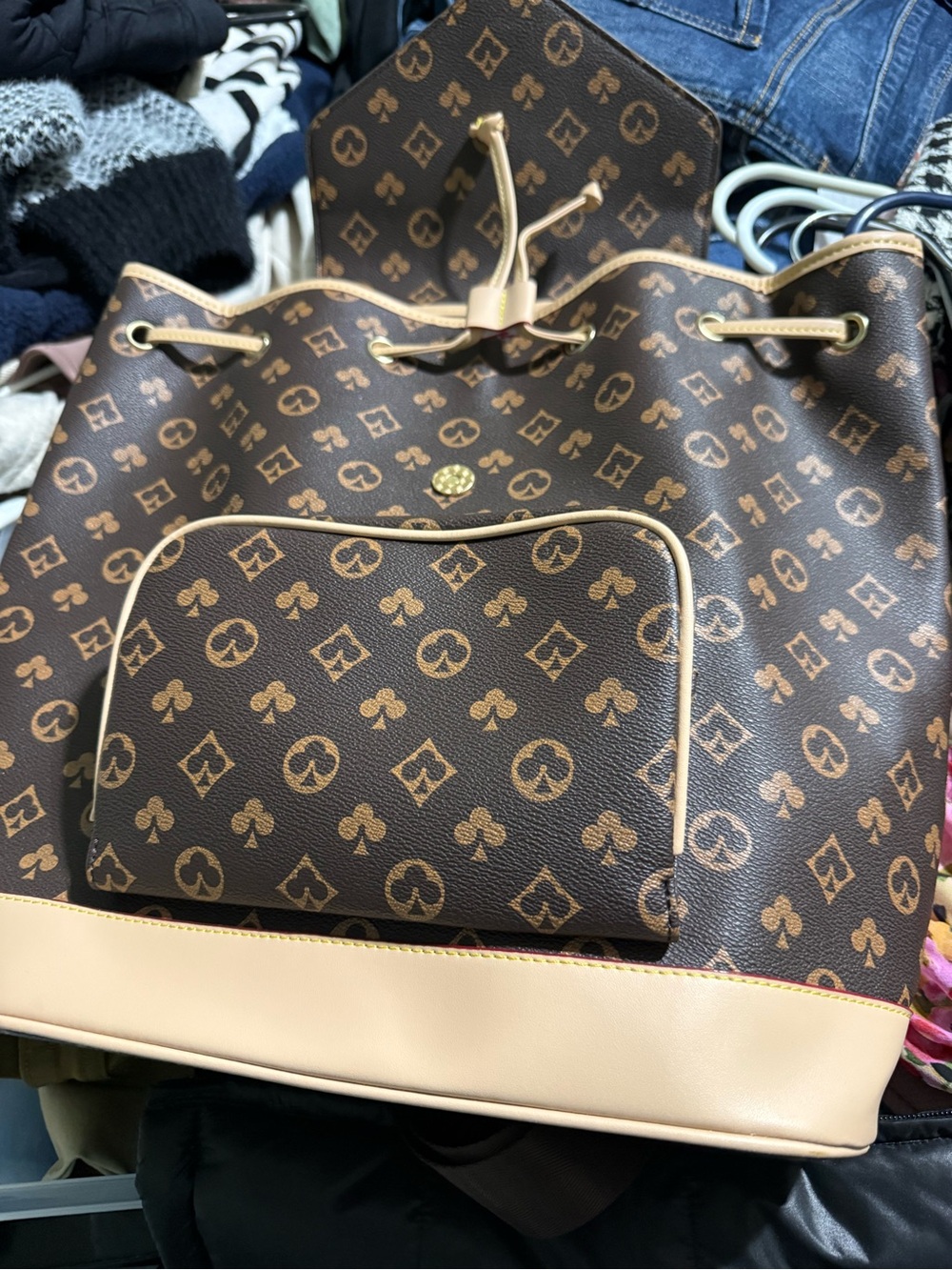 Brown Monogram Drawstring Backpack - Picture 2 of 6